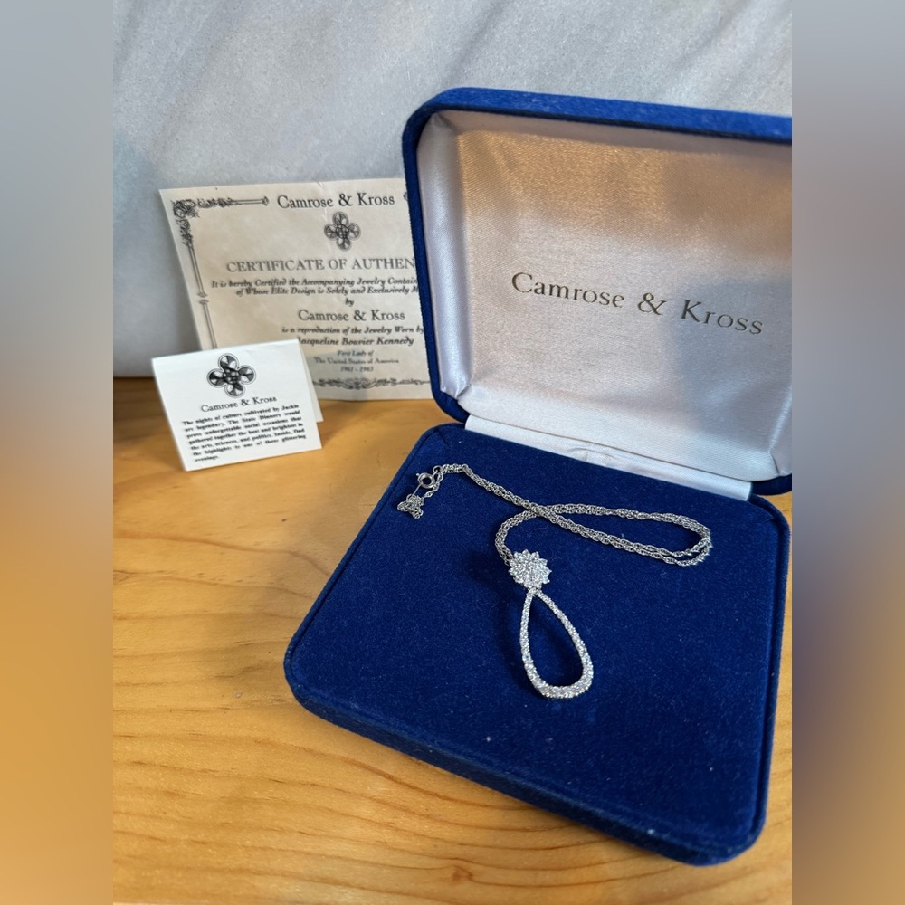 CAMROSE & KROSS JACQUELINE KENNEDY JBK SWARVOSKI CRYSTAL DROP NECKLACE